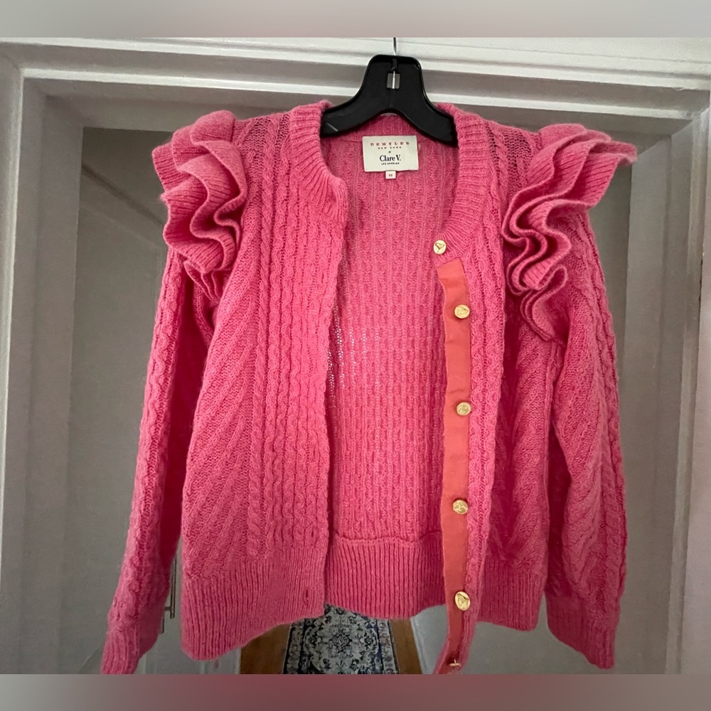 DEMYLEE x Clare V Nora Ruffle Sleeve Cardigan